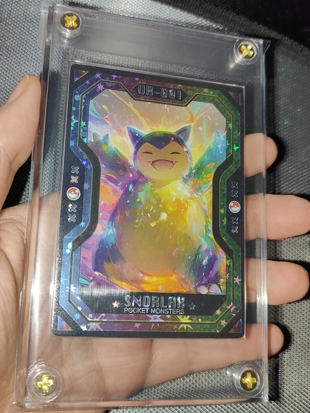 Snorlax Graphic Rare holo encased Unofficial Pokemon card Mengka Chinese